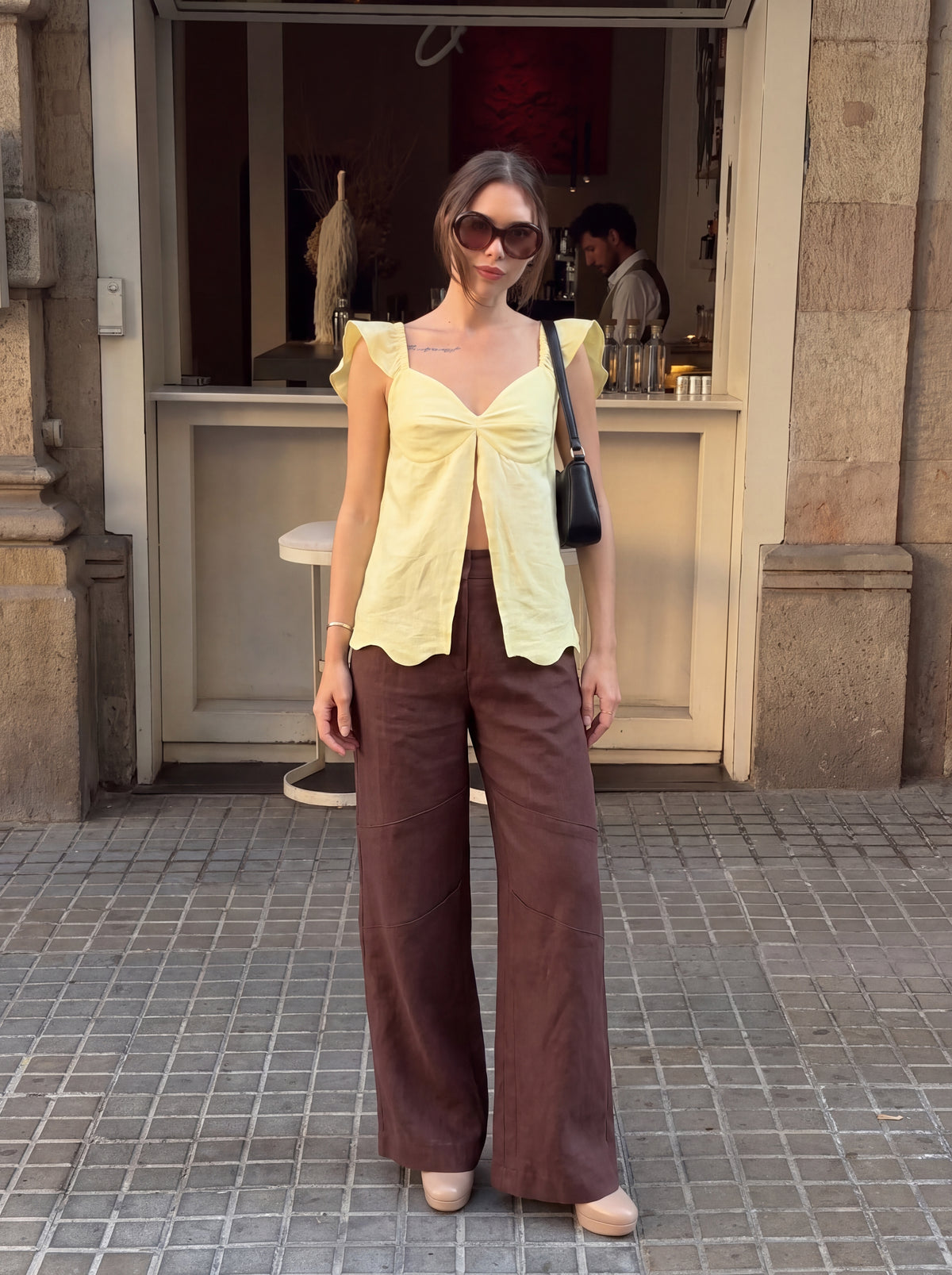 Emara Brown Linen Pant