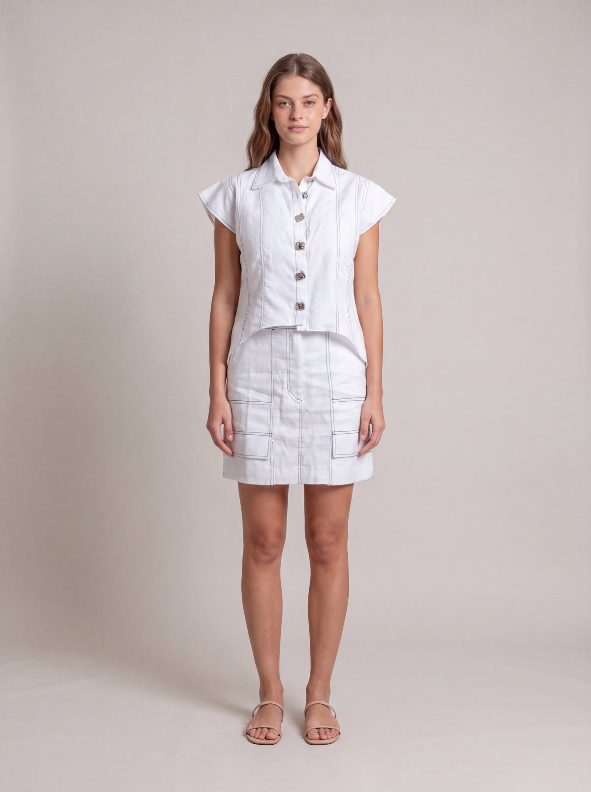 Zahra Linen White Top