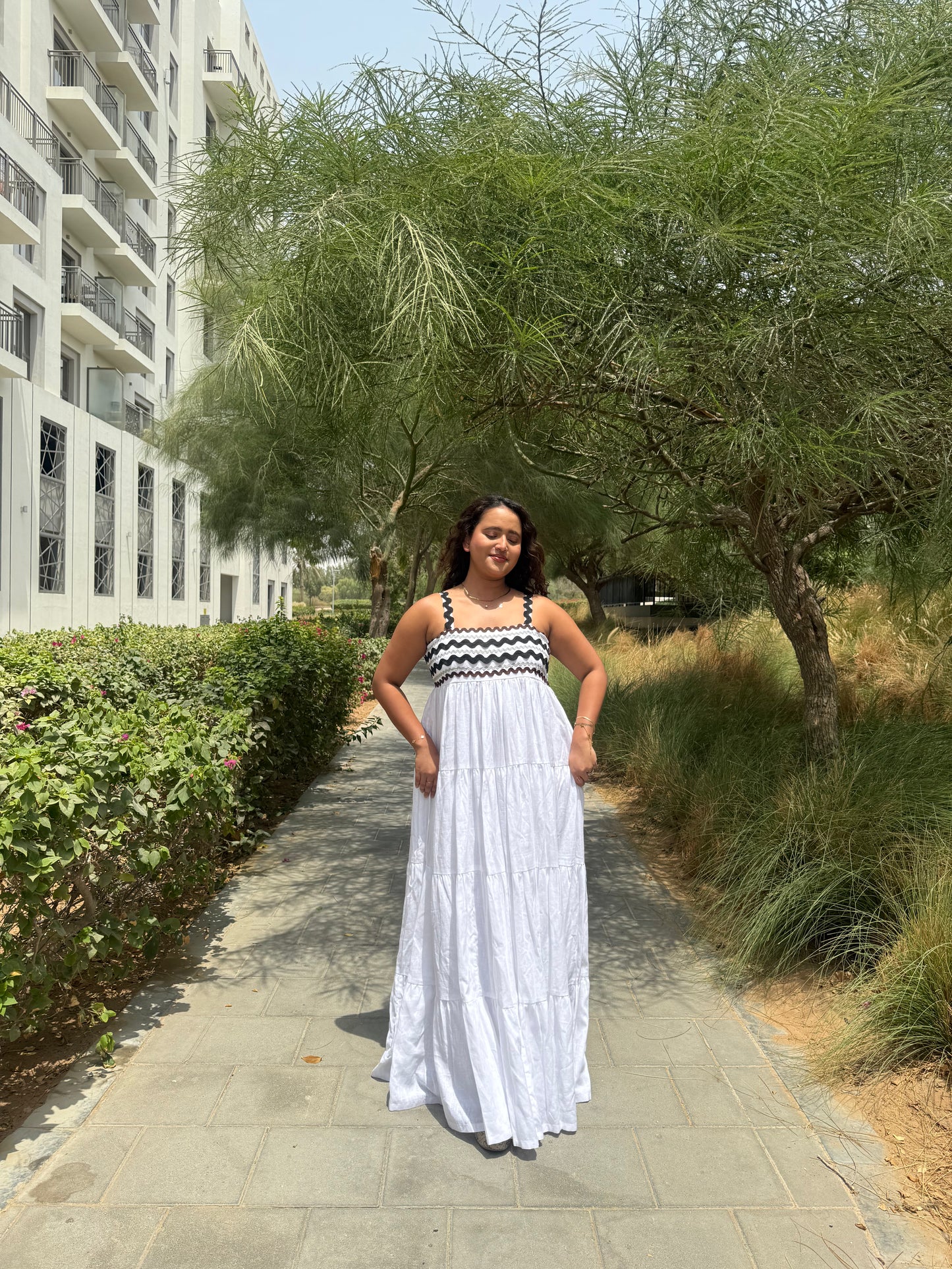 Coral White Dress