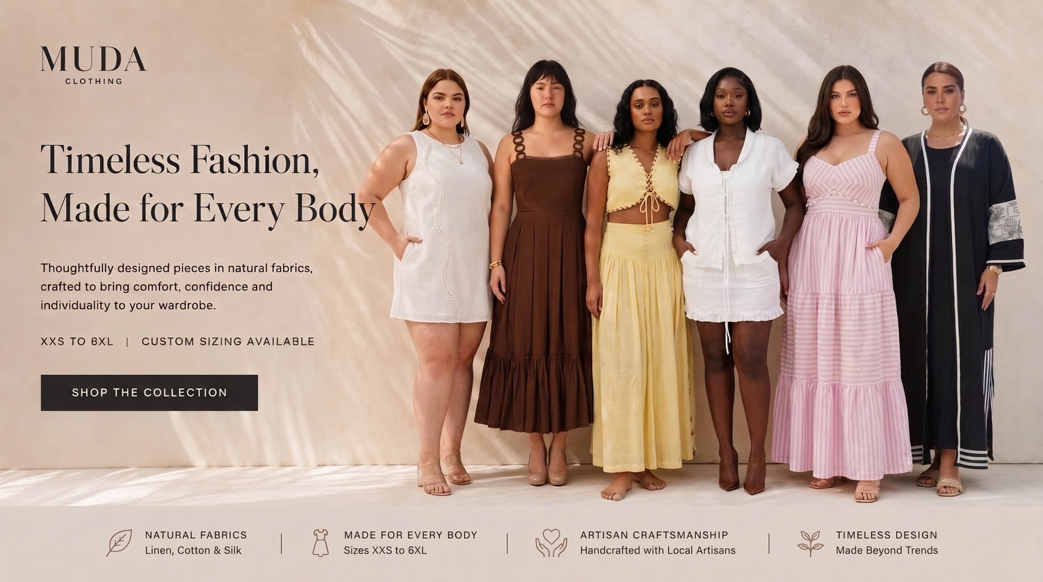 Timeless Fashion, Made for Every Body - MUDA Clothing, sizes XXS to 6XL