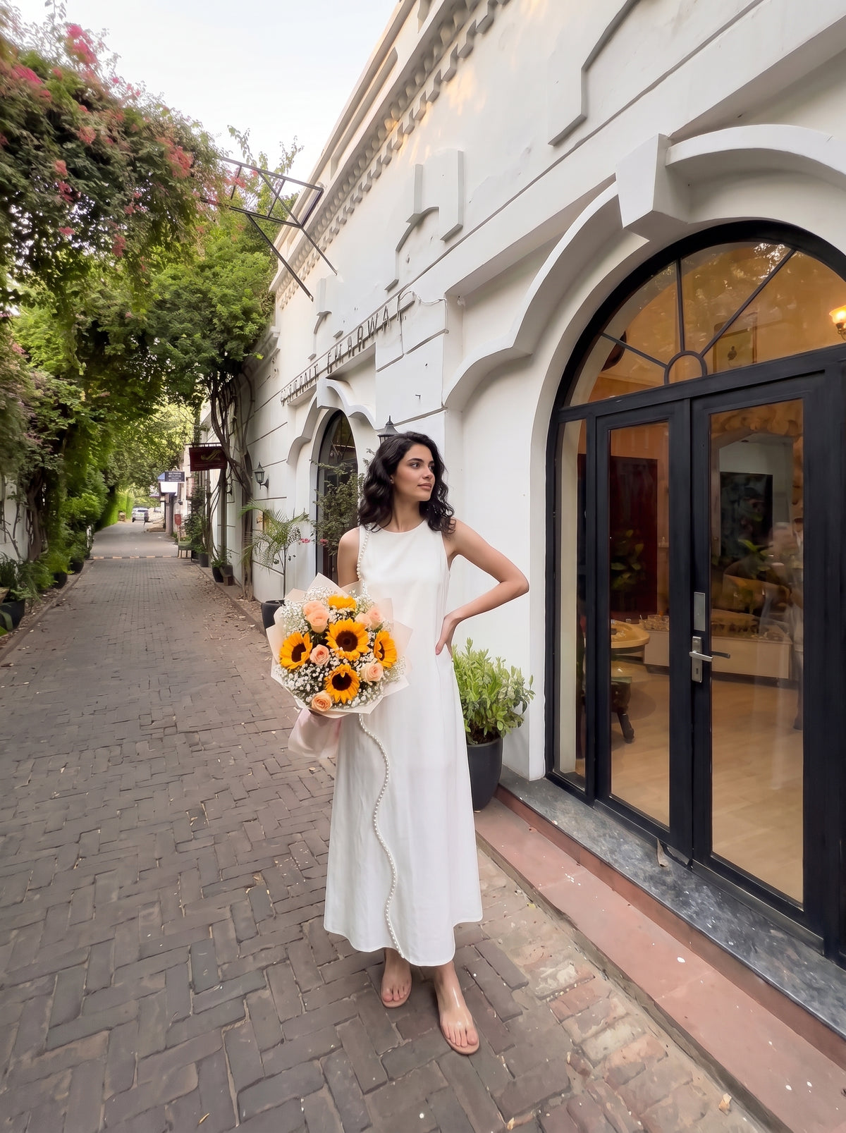 Pearl Linen Maxi Dress