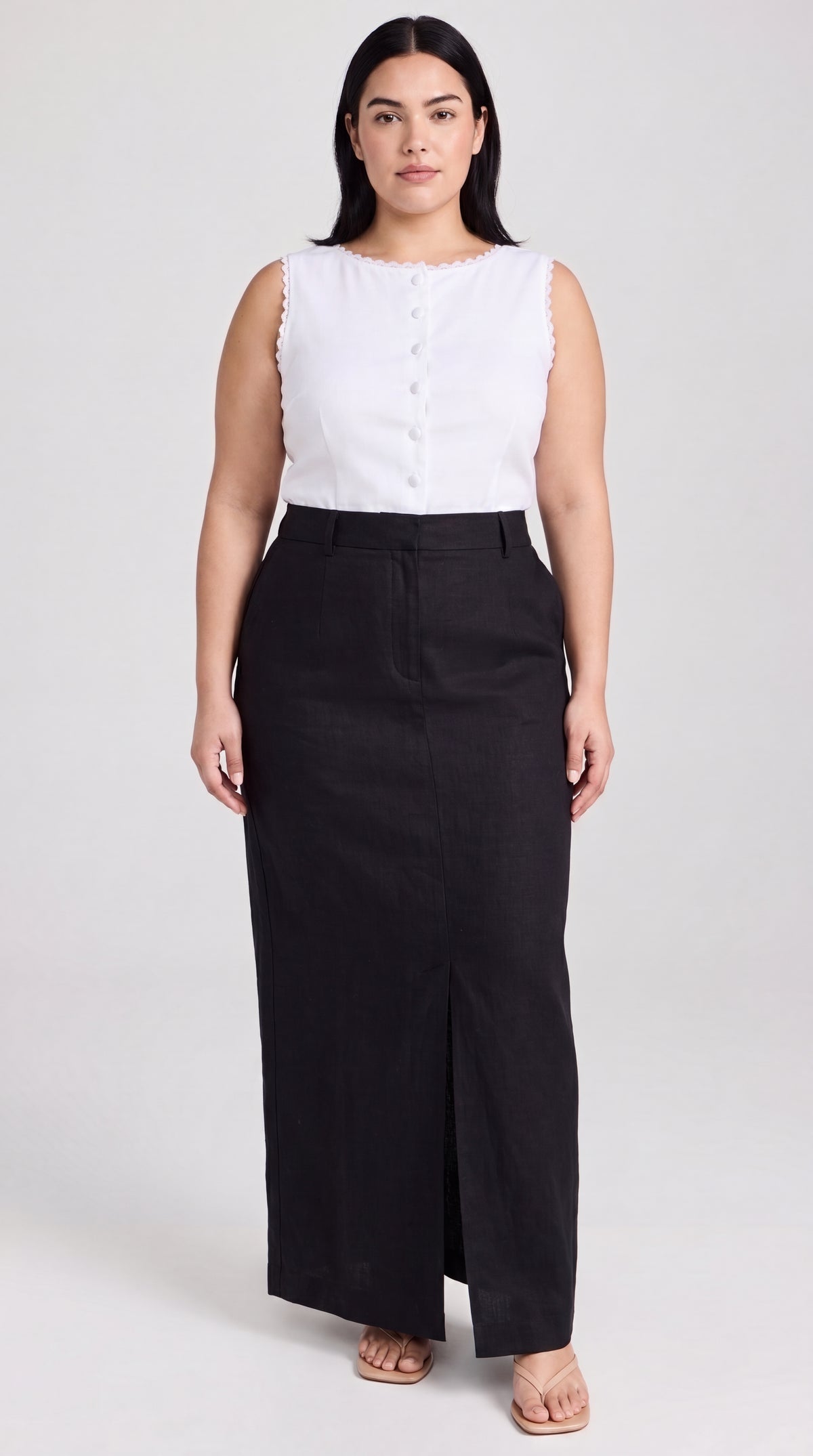 Inori Black Linen Skirt