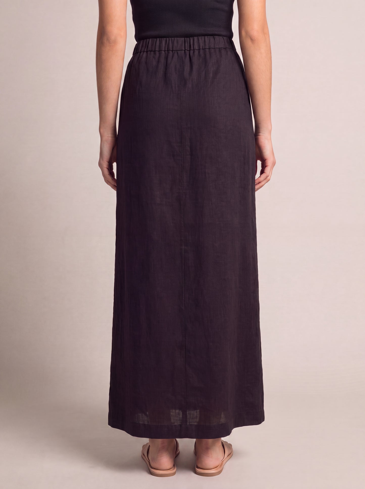 Inori Black Linen Skirt