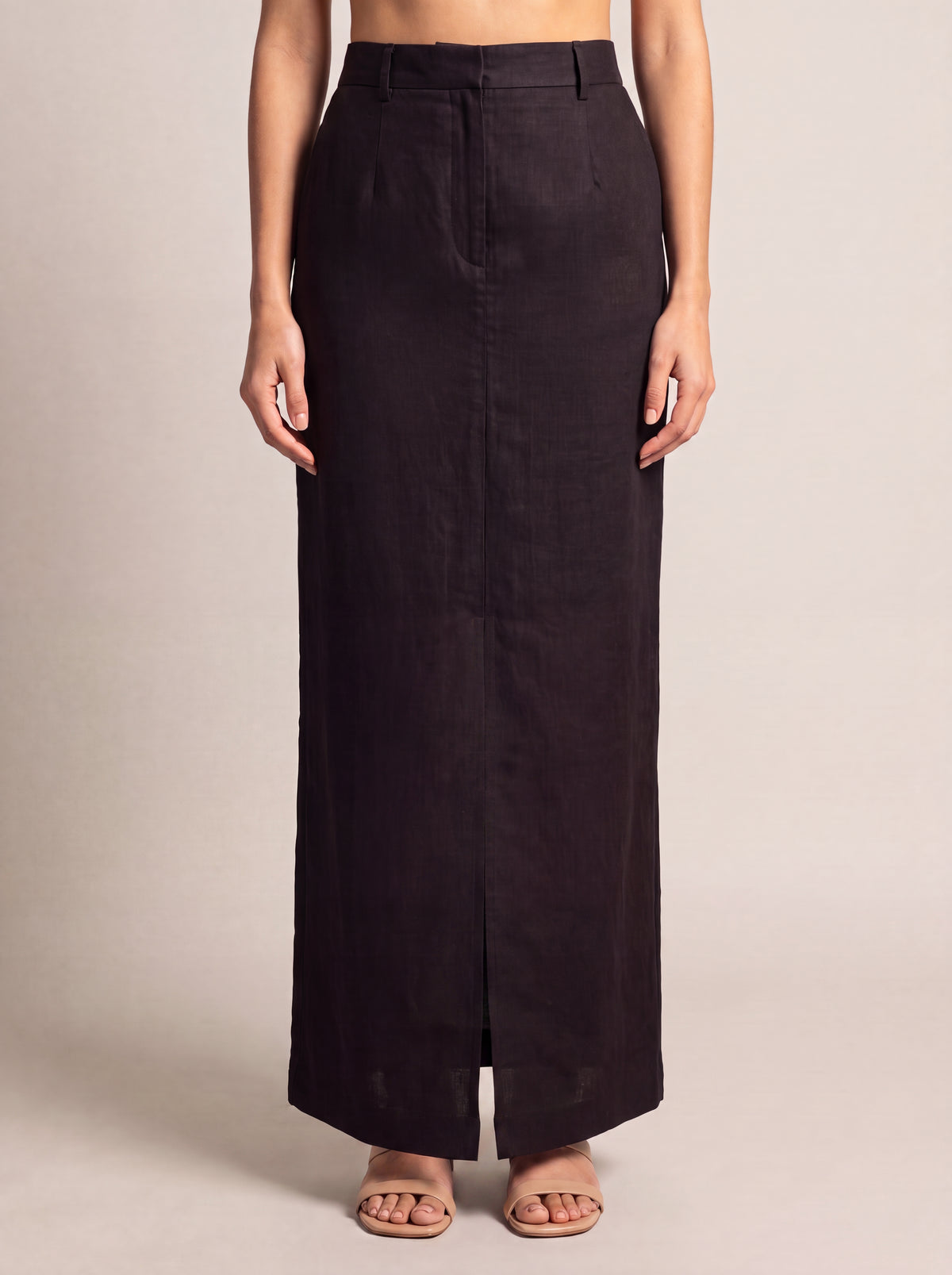 Inori Black Linen Skirt