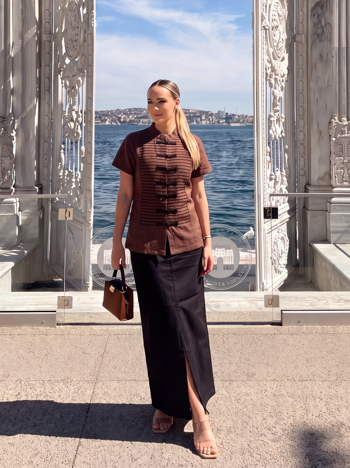 Inori Black Linen Skirt