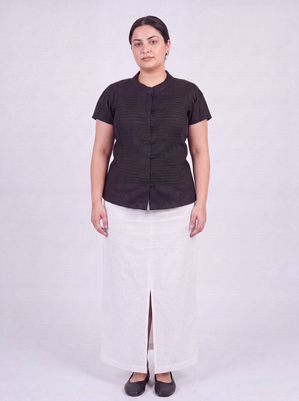 Inori Black Linen Skirt