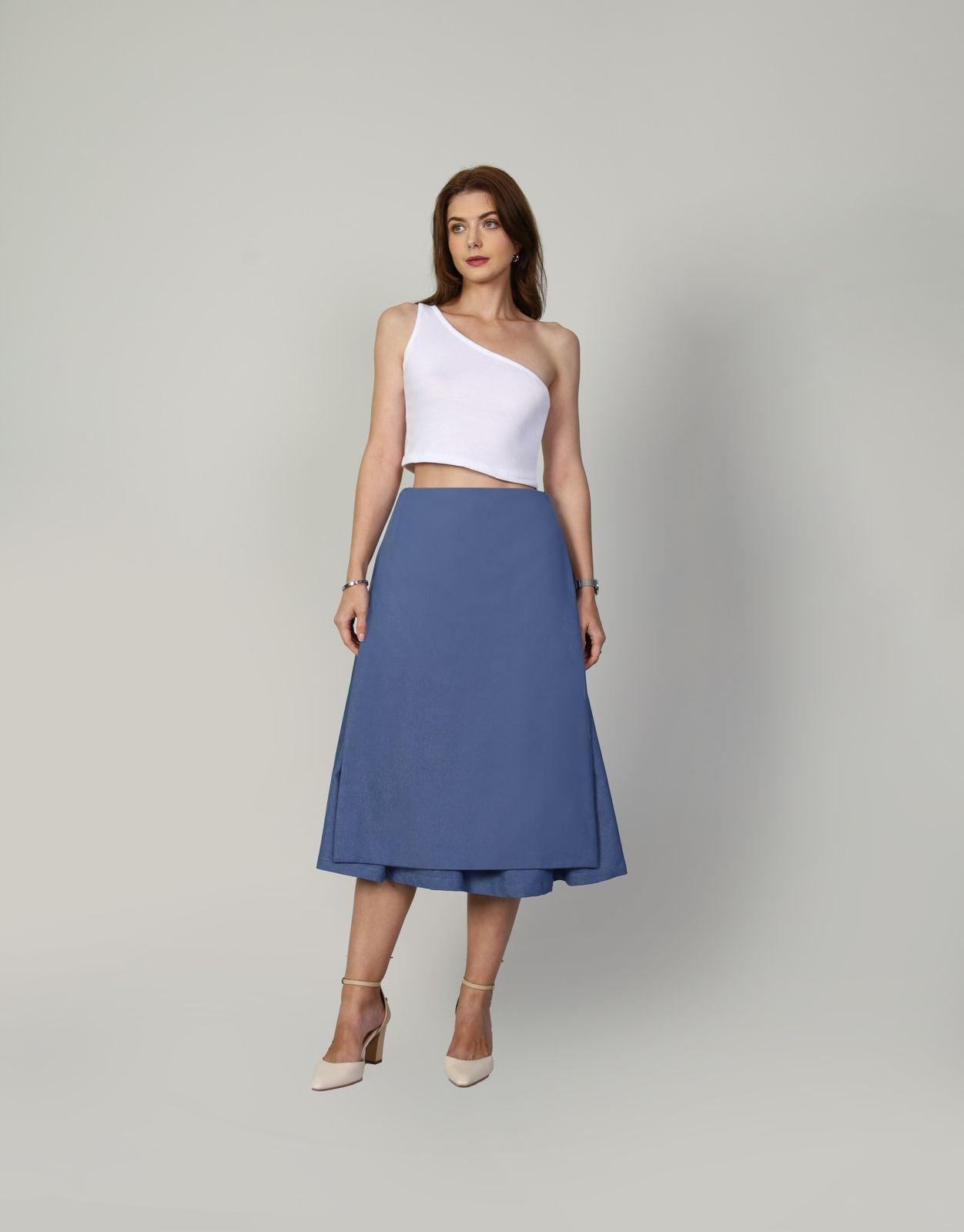 RACHEL BLUE DETACHABLE CULOTTE - mudafashions