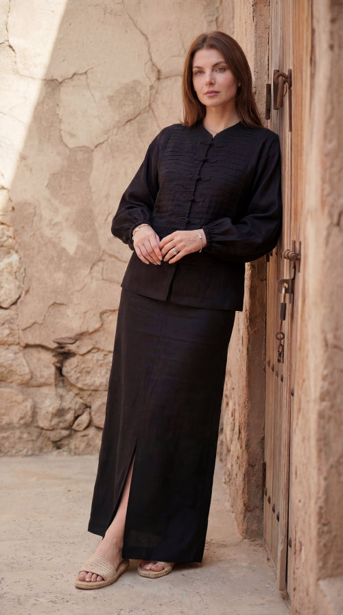 Inori Black Linen Co-Ord Set