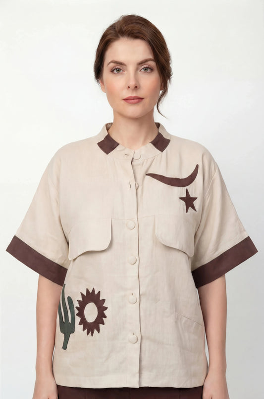 Barakah Beige Linen Shirt