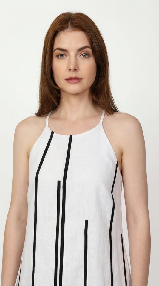 Pulse Dress White Sleeveless Linen Dress