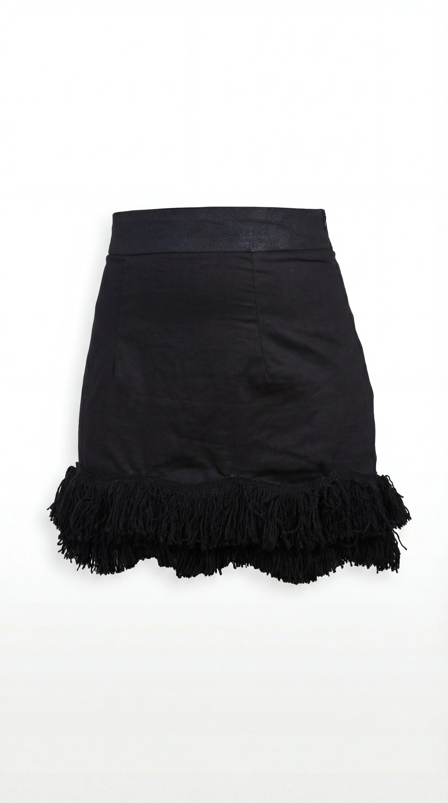 Whip Black Linen Skirt