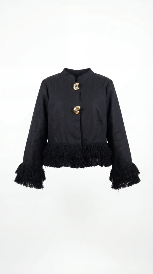 Whip Black Linen Top