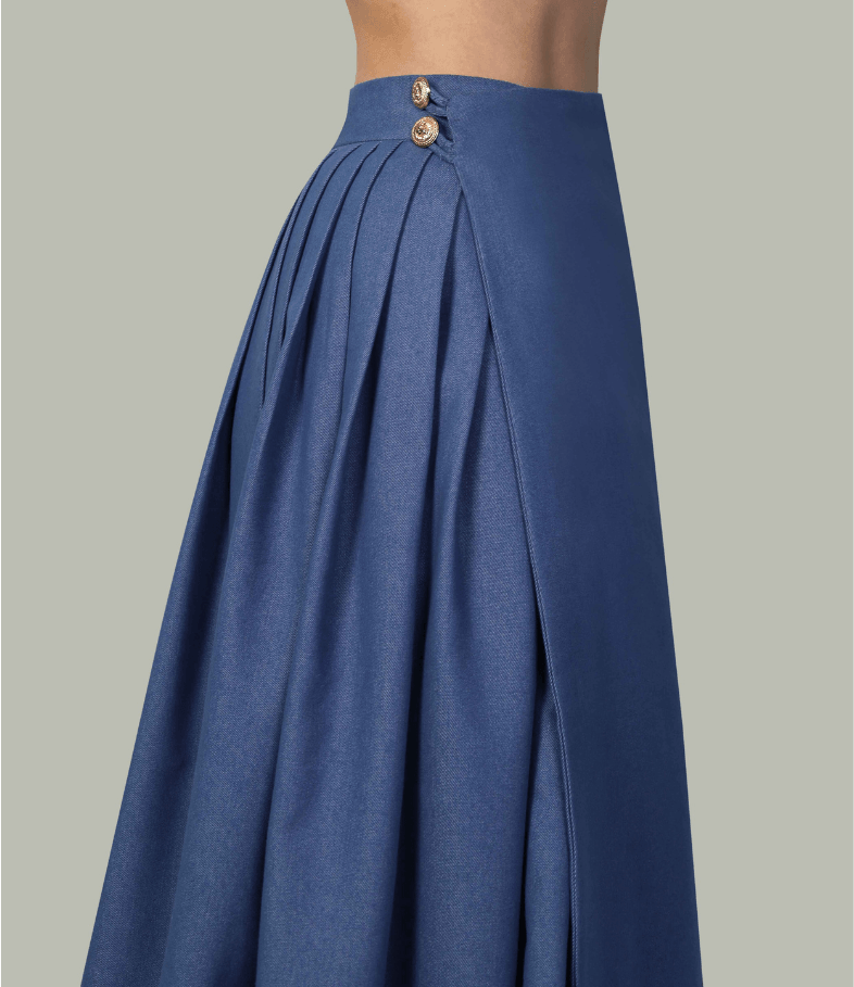 RACHEL BLUE DETACHABLE CULOTTE - mudafashions