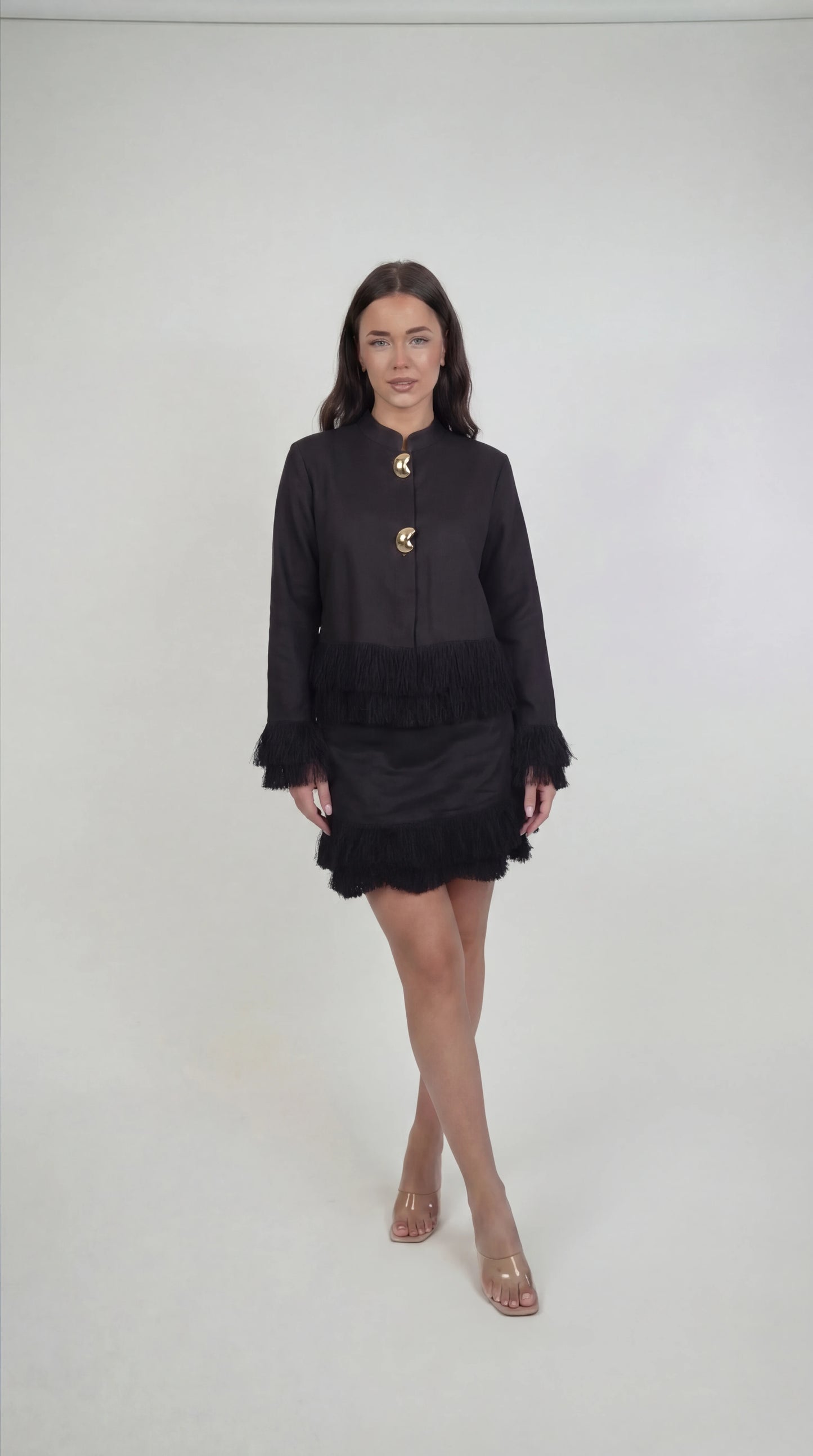 Whip Black Linen Skirt