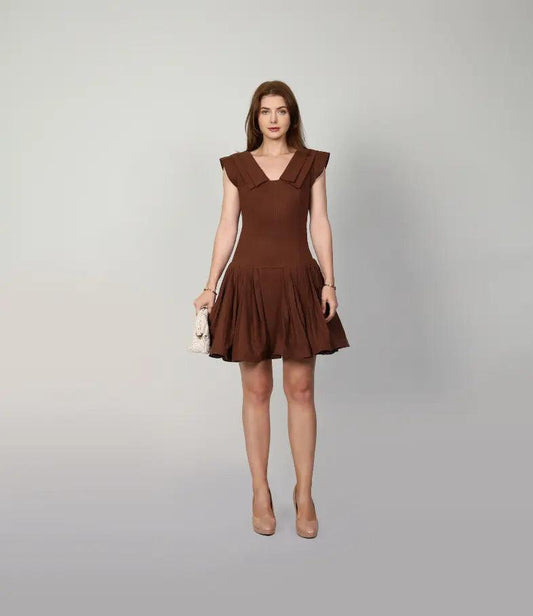 TIFFANY DRESS BROWN - mudafashions