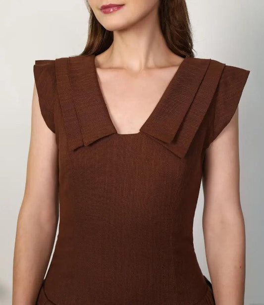 TIFFANY DRESS BROWN - mudafashions