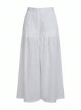 Margot White Linen Trouser, white high-waisted wide-leg pure linen trouser with pintex pleated drape, lined – main image
